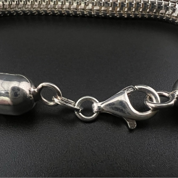 Sterling Silver High Polished Italian Mesh Tube Chain Bracelet 8”. - Picture 7 of 7